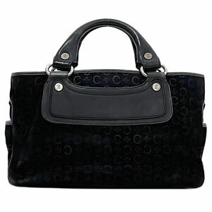 Celine Boogie Bag Black Macadam Suede Leather Logo Work Business